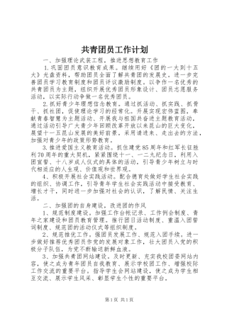 共青团员工作计划