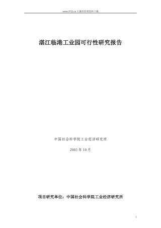 湛江临港工业园可行性研究报告