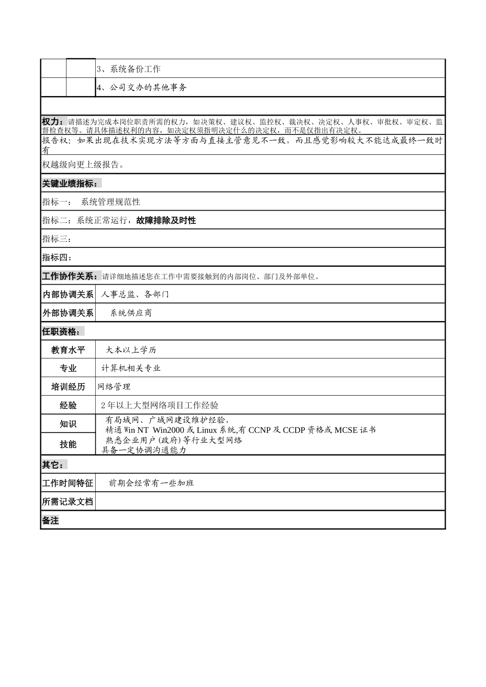 系统工程师职位说明书_第2页