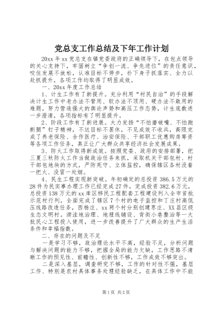 党总支工作总结及下年工作计划