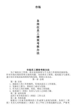 某市场员工绩效考核办法