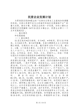 民营企业发展计划