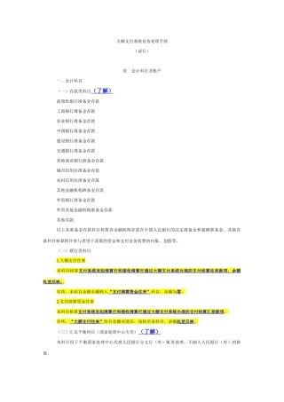大额支付系统业务处理手续