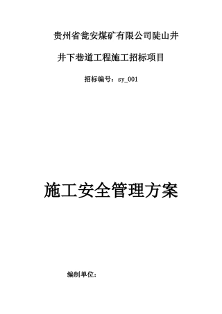 煤矿招标项目工程施工安全管理方案