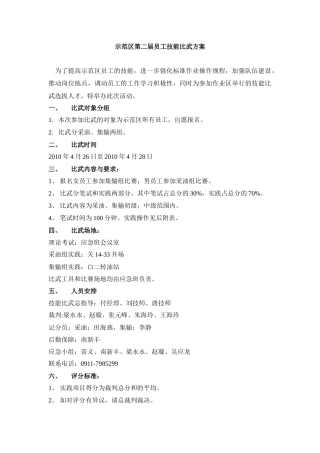 示范区第二届员工技能比武方案