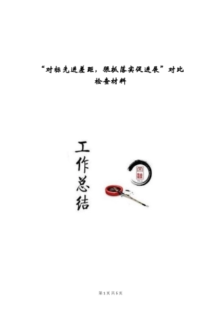 “对标先进差距-狠抓落实促发展”对照检查材料