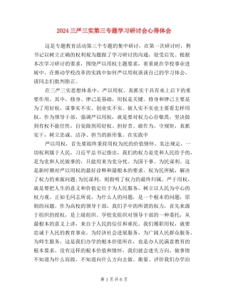 2024三严三实第三专题学习研讨会心得体会