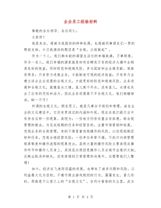 企业员工经验材料