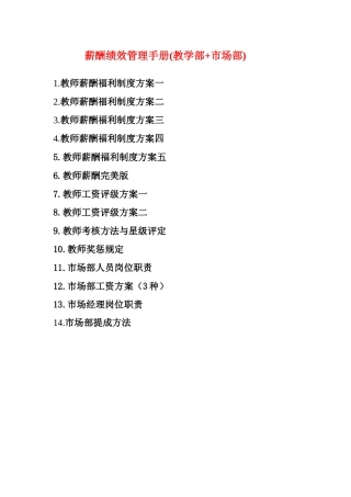 英语培训学校薪酬绩册(教学部市场部)