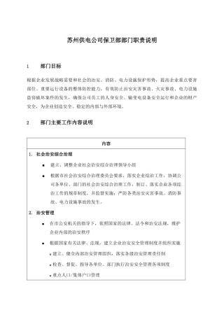 苏州供电公司保卫部部门职责说明