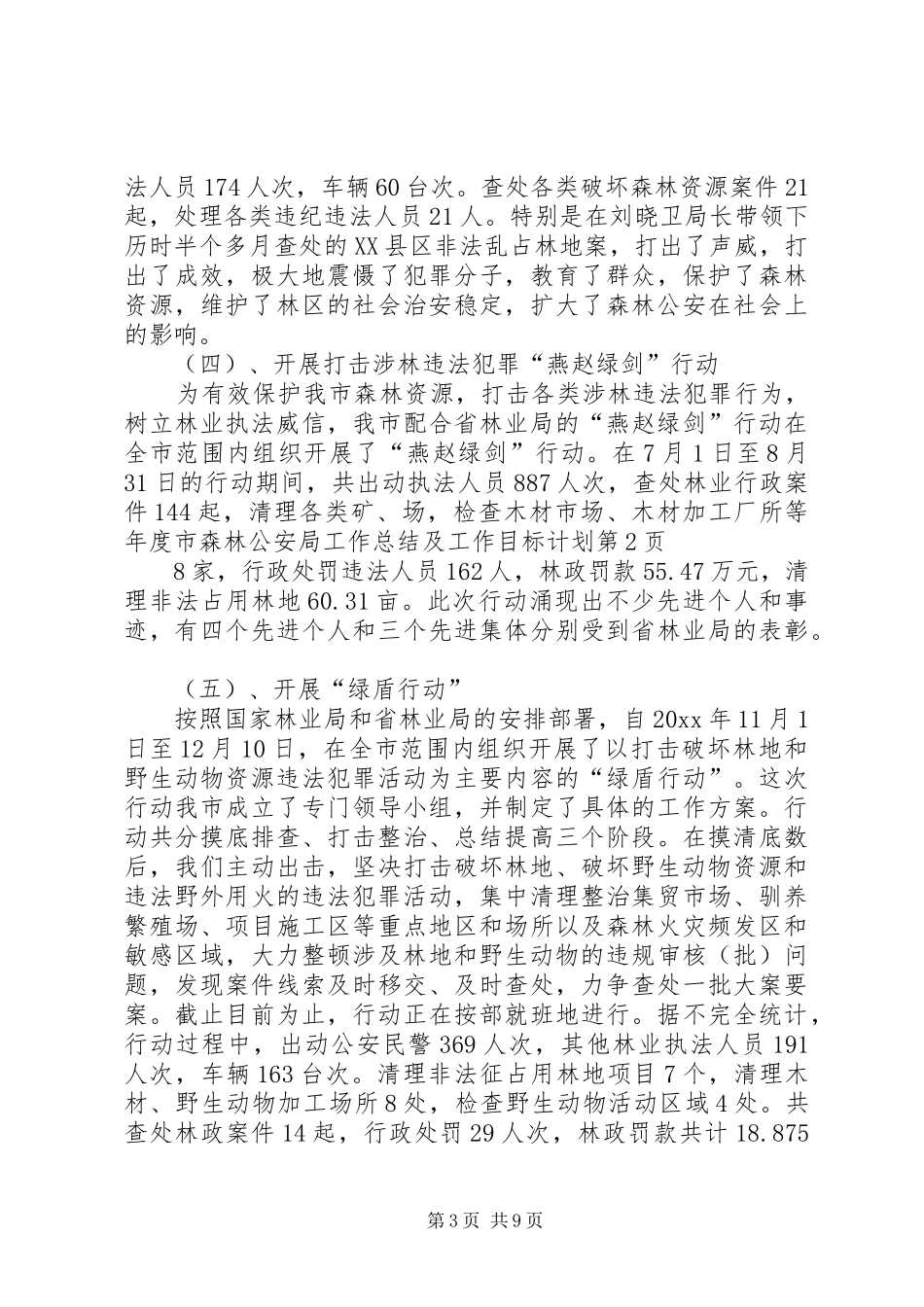 年度市森林公安局工作总结及工作目标计划_第3页