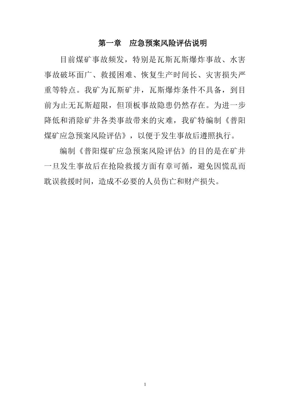 煤矿应急预案风险评估_第1页
