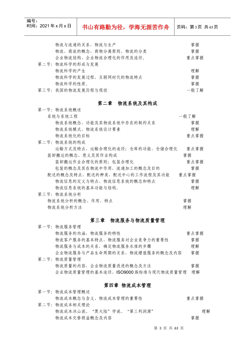 物流师职业资格认证培训大纲及试卷结构与形式_第3页