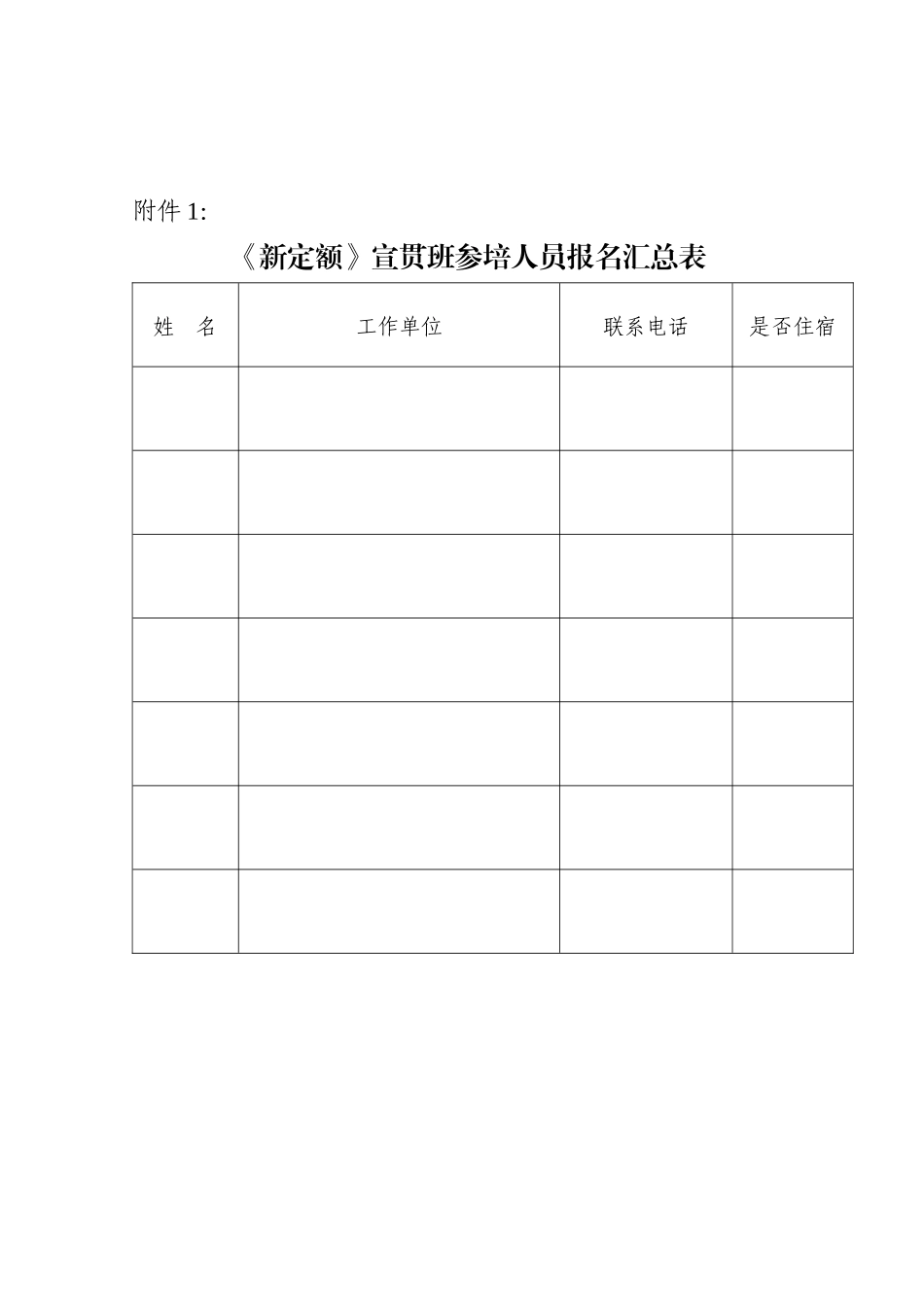 新定额宣贯班参培人员报名汇总表_第1页
