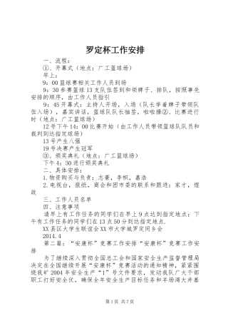 罗定杯工作安排
