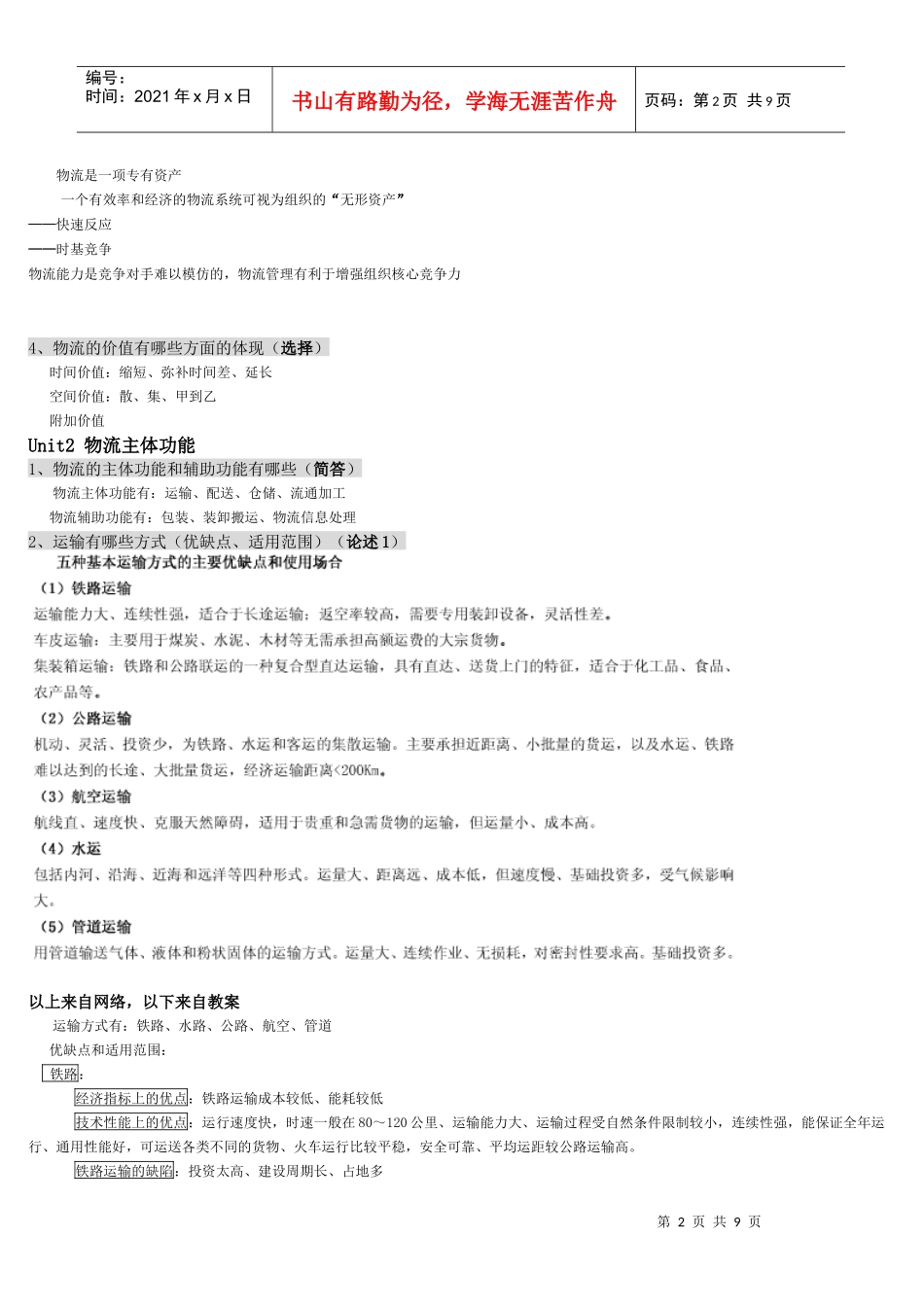 物流主体功能与辅助功能_第2页