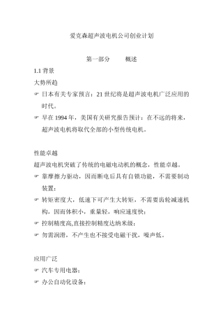 爱克森超声波电机公司创业计划--woaiwenjing