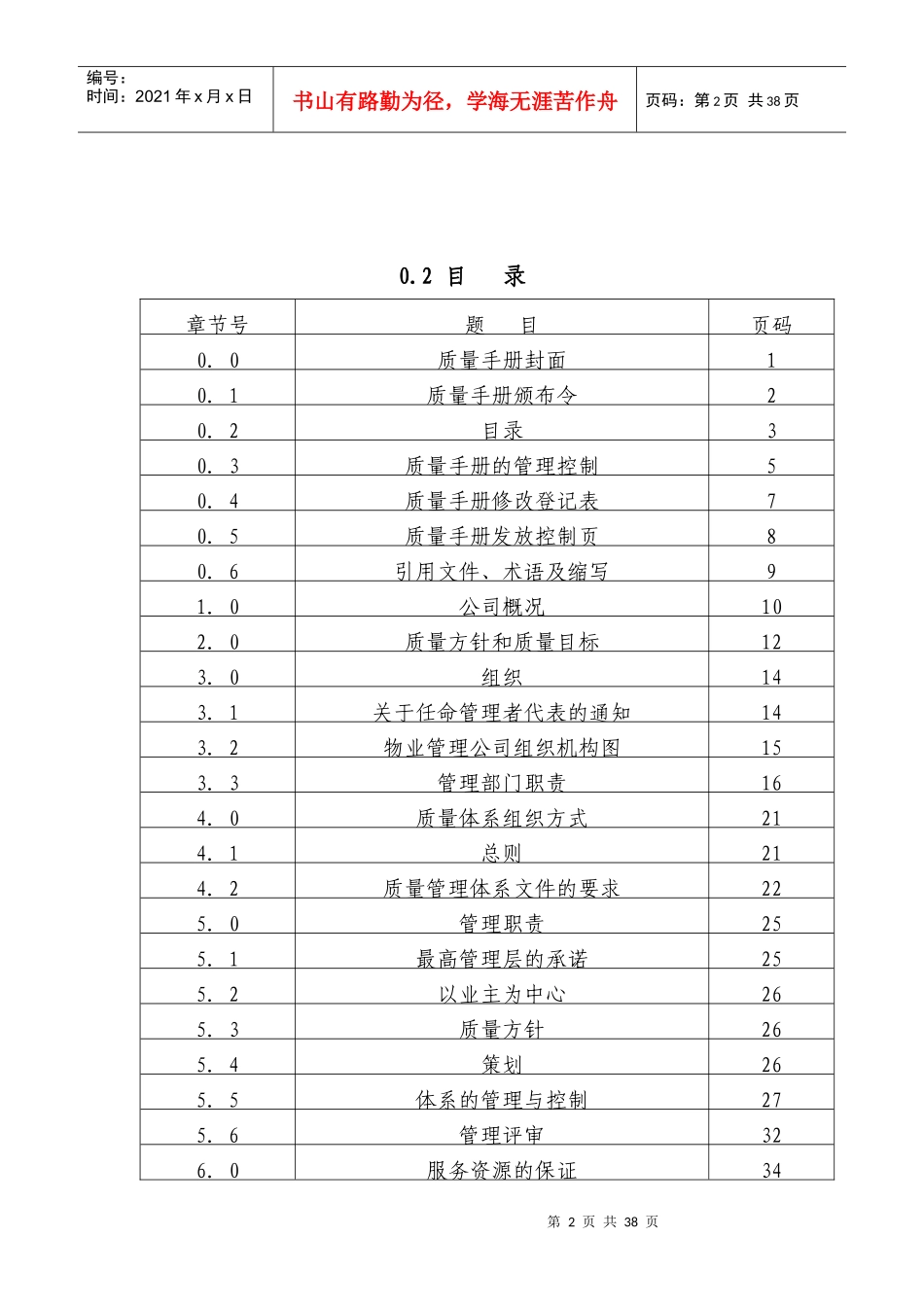 物业公司质量管理手册_第2页