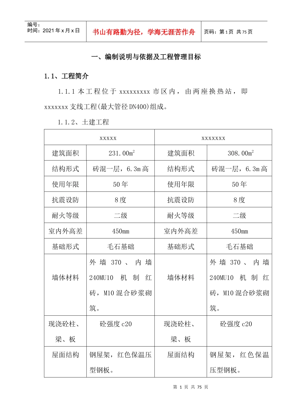 热力站施工组织设计范本_第1页