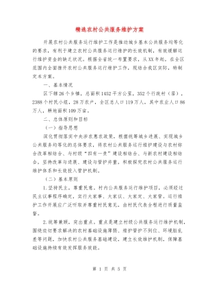 农村公共服务维护方案