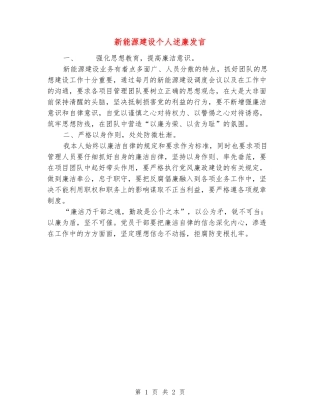 新能源建设个人述廉发言