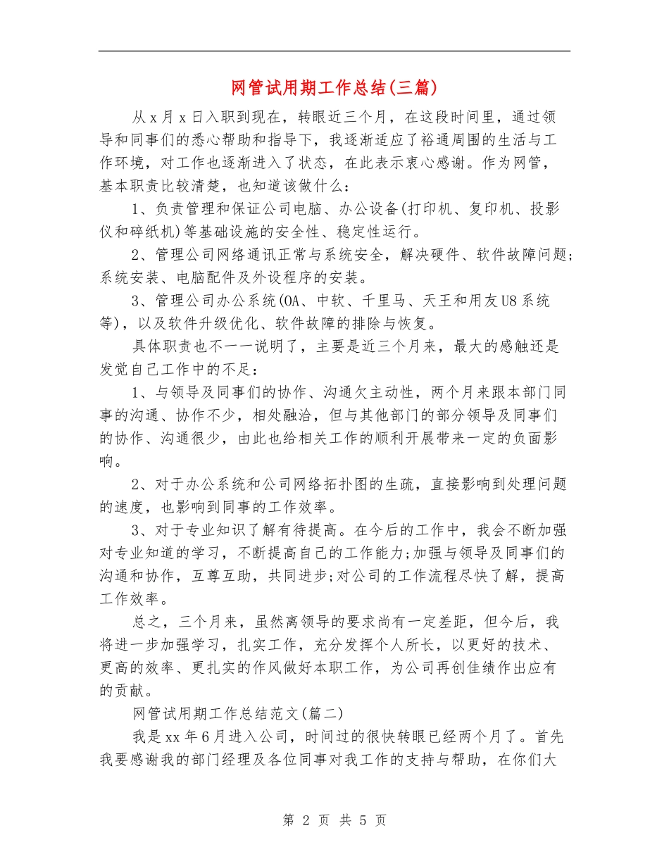 网管试用期工作总结_第2页