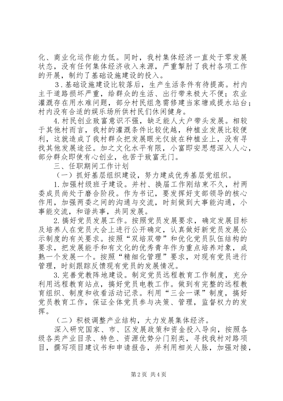党总支书记任职计划_第2页