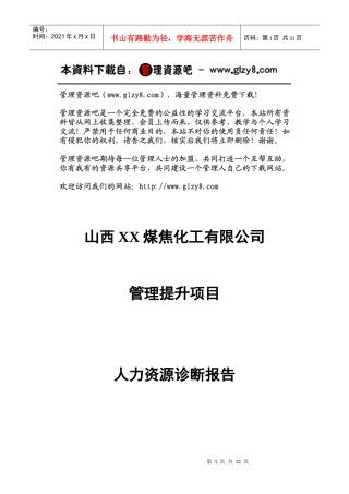 煤焦化工有限公司人力资源诊断报告