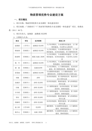 物流管理优势专业建设方案