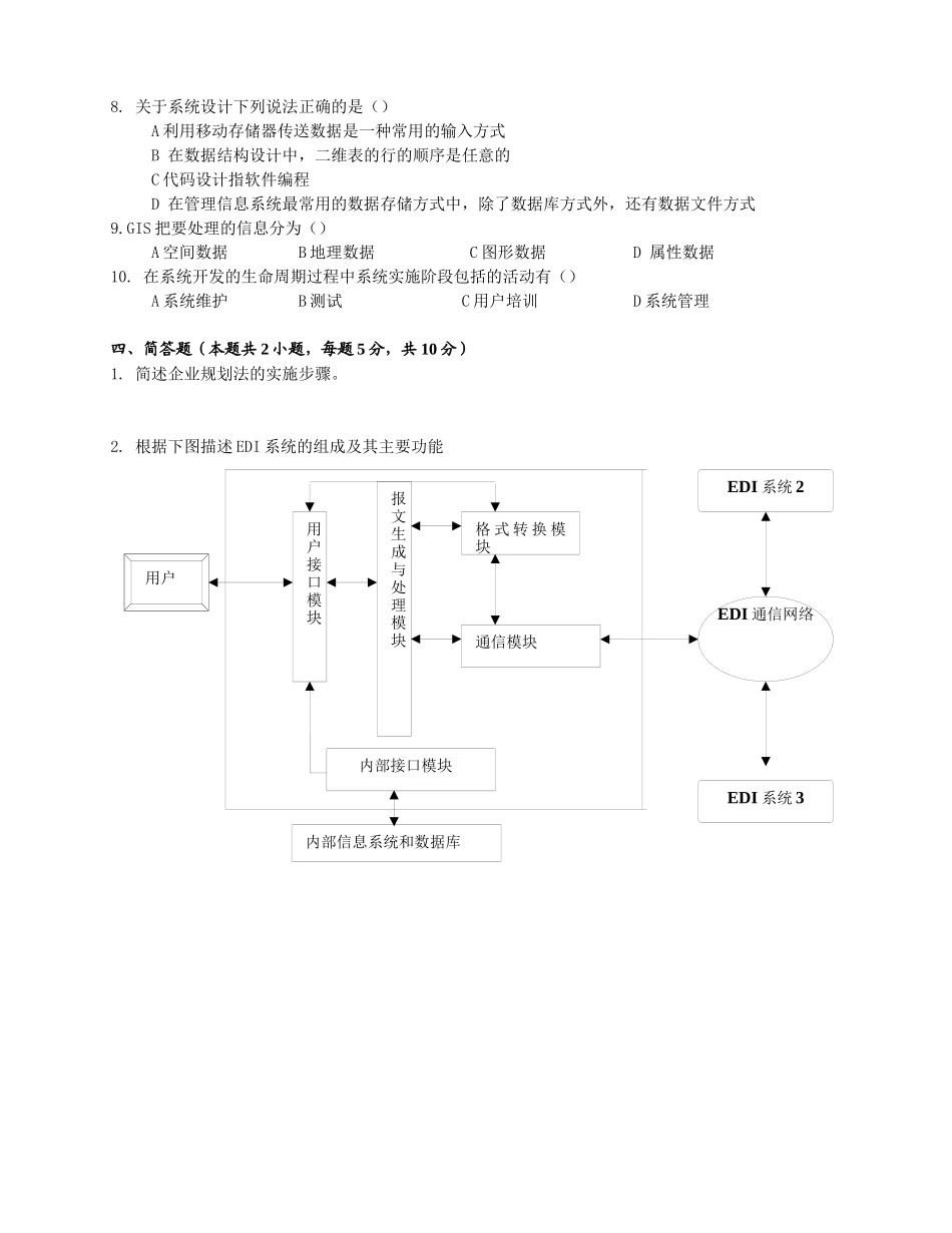物流信息系统考试试卷_第3页