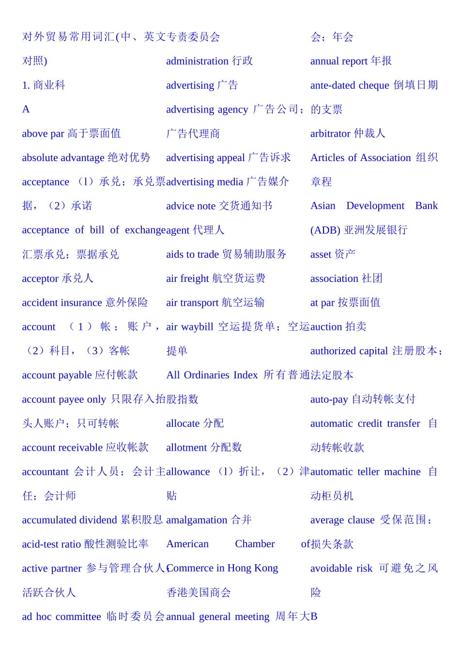 对外贸易常用词汇_第1页