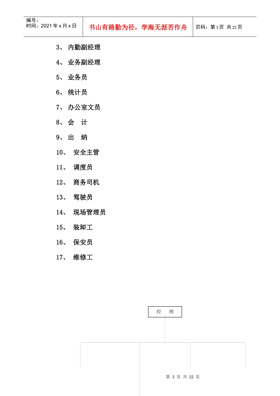 物流公司职务说明书手册_第3页