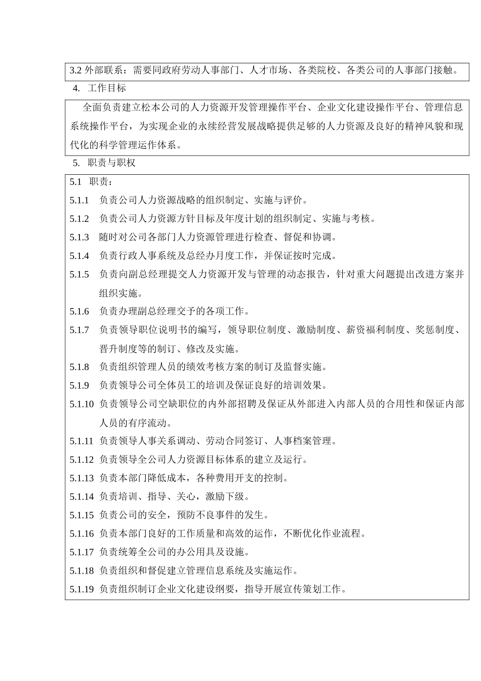 某某电工实业公司人力资源开发管理体系职位说明书_第3页