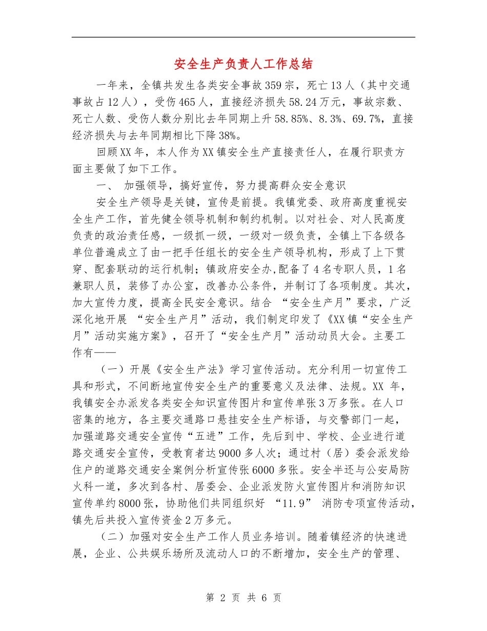 安全生产负责人工作总结_第2页