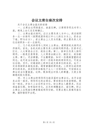 会议主席台座次安排