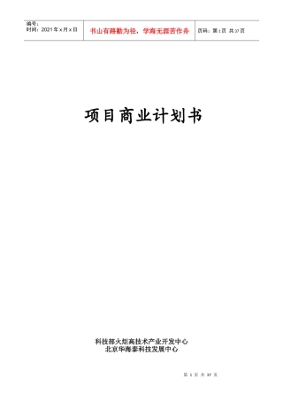 火炬项目商业计划书（案例）