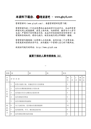 重要干部的人事考绩表格（A）
