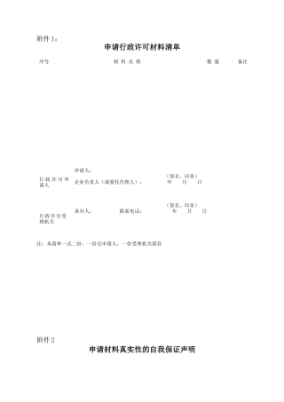 申请行政许可材料清单（44页）