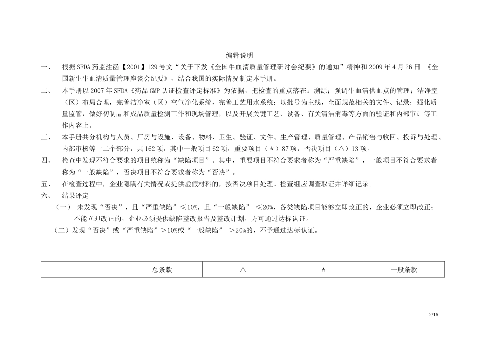 牛血清生产质量管理手册_第2页