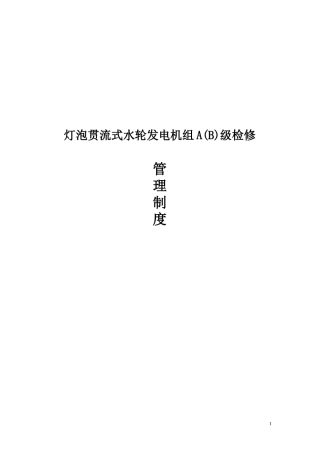 灯泡贯流机组检修管理制度(发布版)