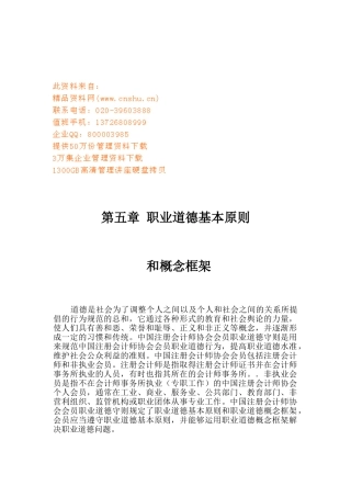 职业道德的基本原则与概念框架