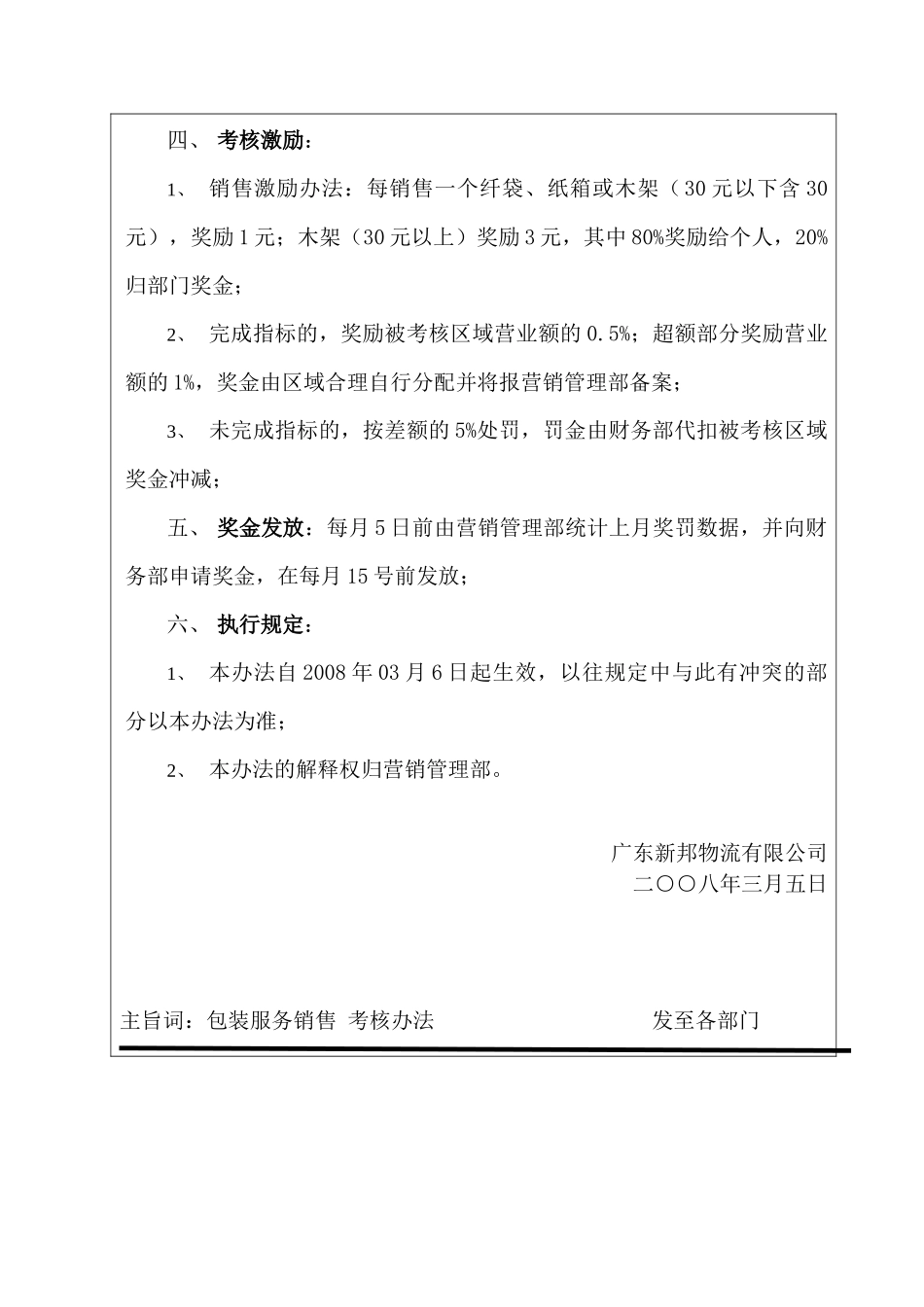 关于包装服务销售考核办法-人KH003_第3页