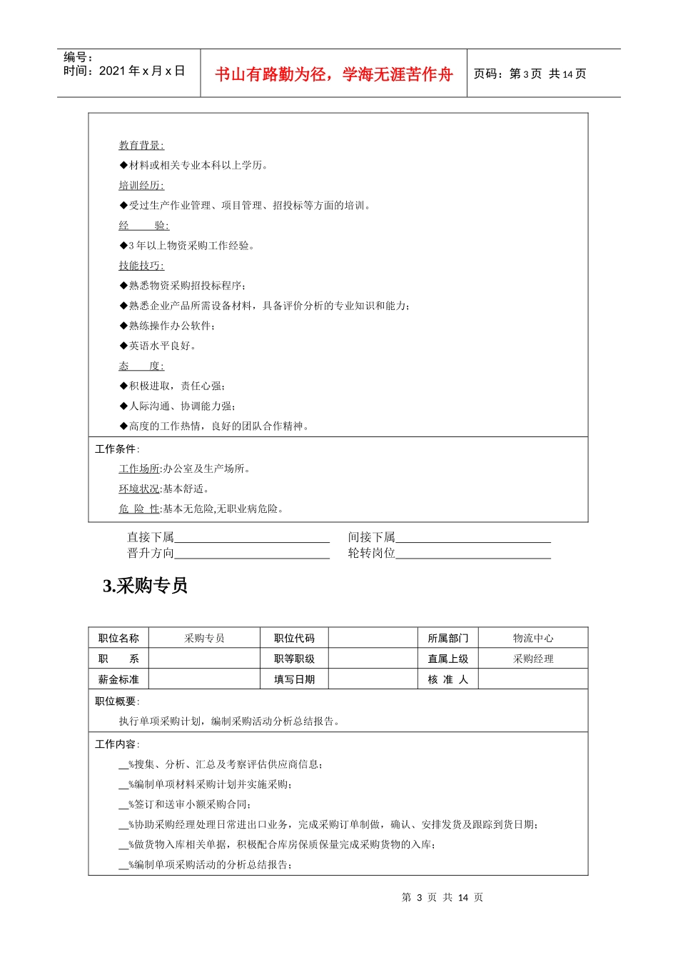 物流公司各岗位说明书_第3页