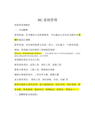 薪资模块NC操作手册8月30日(调整)