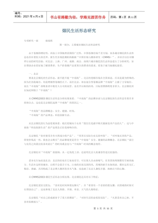 烟民生活形态研究