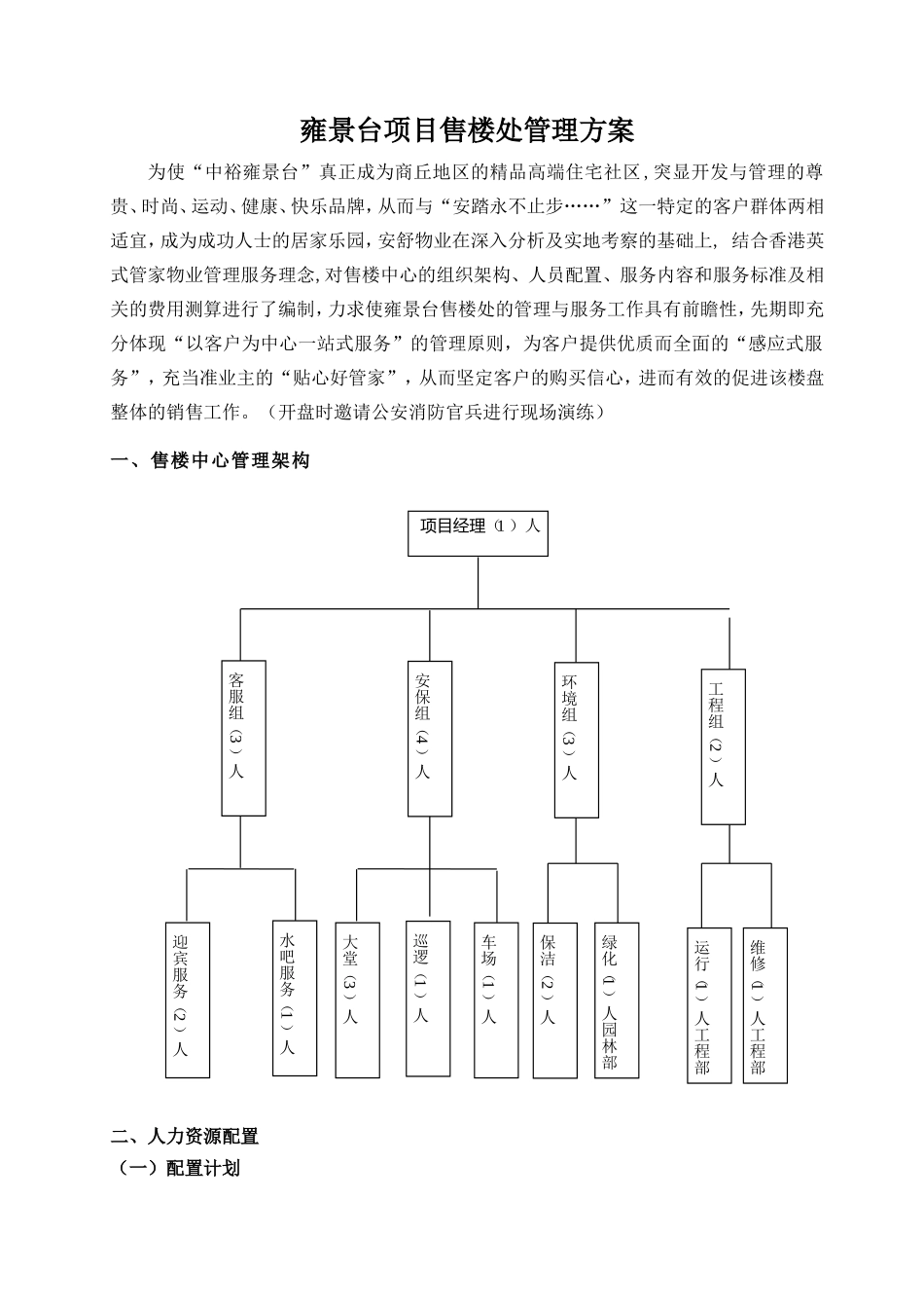 物业项目售楼处管理方案(DOC34页)_第1页