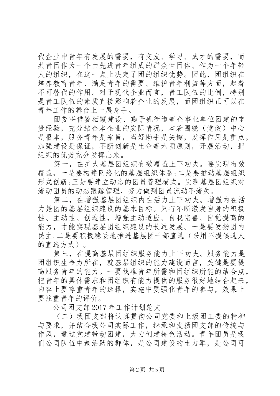 公司团支部XX年工作计划范文_第2页