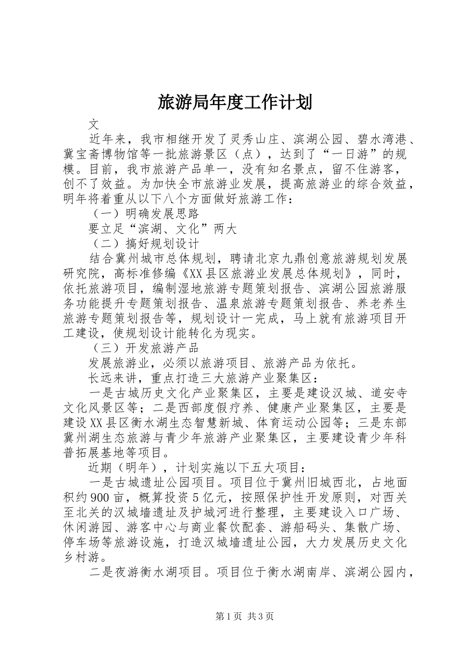 旅游局年度工作计划_第1页