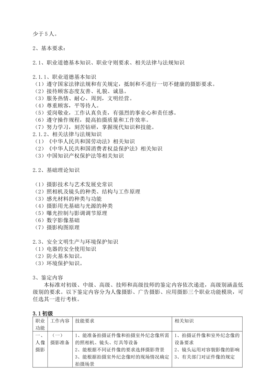 深圳市职业技能鉴定(摄影师)考核大纲_第3页