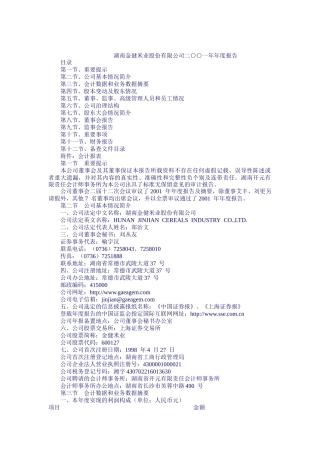 湖南金健米业年度报告